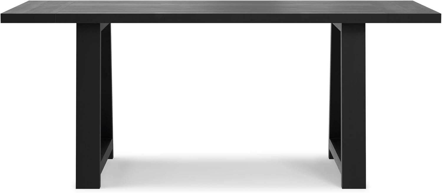 SIMPLIHOME Whitley Dining Table - 72 inch Wide Solid Mango Wood Rectangular Table in Black, Modern Farmhouse Style for Dining Room or Kitchen with Extra-Thick Trestle Base, Seats 6