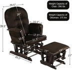 Nursery Rocking Chairs Nursery Glider Rocking Chair Wood Baby Rocker with Ottoman Cushion Upholstered Nursing Chair with Padded Arms (Brown)