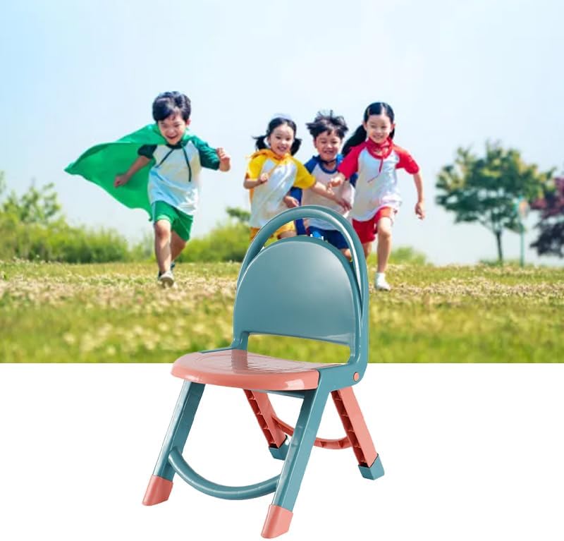 FILFEEL Kids Foldable Chairs - Thickened Multifunctional Cute Plastic Chairs for Home & Kindergarten Use (Cyan)