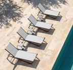 Aluminum Pool Lounge Chairs Set of 4 with 5 Adjustable Backrest, Textilene Fabric, Outdoor Lounge Chairs for Poolside, Beach, Deck, Backyard (White)