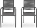 Saiveina Outdoor Modern Aluminum Dining Chair with Rope Seat (Set of 2), Gray and Dark Gray