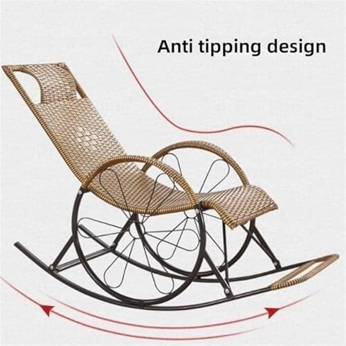 Outdoor Leisure Rattan Rocking Chair, Solid Wood High Back Recliner with Two-Wheel Design, Strong Load-Bearing Capacity for Porch, Patio, Garden, Indoor Use(Brown)