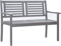 2-Seater Garden Bench, Solid Eucalyptus Wood Outdoor Patio Seat, Grey Oiled Finish Sturdy Park Furniture for Backyard, Porch, Lawn, 47.2 x 23.6 x 35 inches
