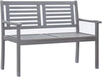2-Seater Garden Bench, Solid Eucalyptus Wood Outdoor Patio Seat, Grey Oiled Finish Sturdy Park Furniture for Backyard, Porch, Lawn, 47.2 x 23.6 x 35 inches