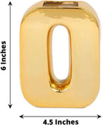 Efavormart 6" Shiny Gold Plated Ceramic Letter O Sculpture Flower Vase, Bud Planter Pot Table Centerpiece