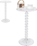 Acrylic Side Table, Clear Round End Table, Pedestal Side Tables 11.8" X 21.7", Modern Nightstand for Living Room Bedroom Balcony Decor, Easy Assembly for Small Spaces Transparent