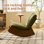 Green Rocking Chair for Nursery Living Room, Upholstered Glider with High Back and Padded Cushion, Comfy Accent Armchair with Solid Wood Frame for Bedroom Reading