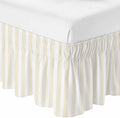 Cream Striped Bed Skirt King Size Bed Skirting 16 Inch Drop Adjustable Elastic Dust Ruffles Wrap Around Bedskirt Pleated Modern Farmhouse Cream White Stripes Bedding Frame Cover for King Size Dorm