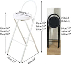 Folding Breakfast Bar Stool, 26/28/30" Tall Chair with Padded Seat, Portable Round Counter Height Stool with Backrest, Foldable Stool for Adults Outdoor Indoor ( Color : Black 1 pc , Size : 75cm/30" )