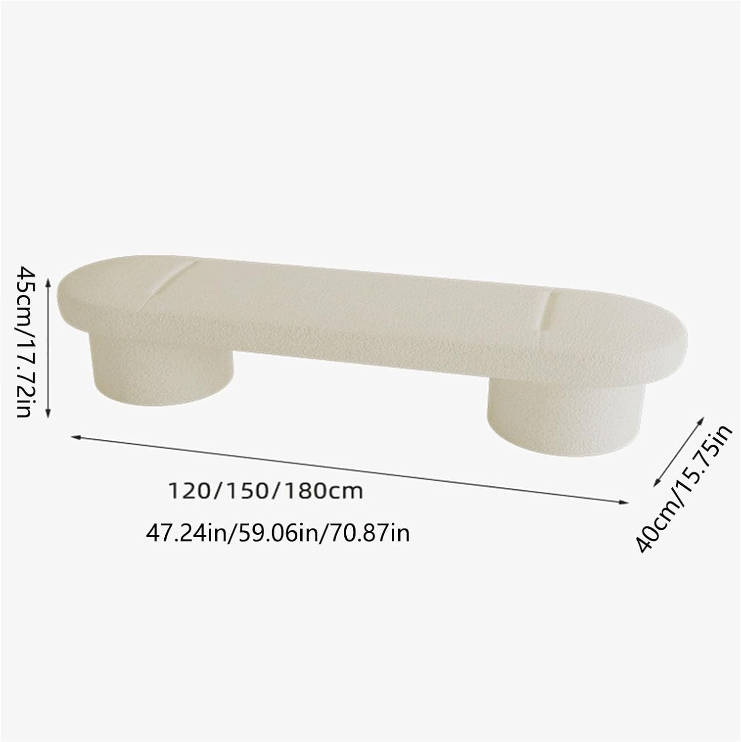 Modern Lamb's Wool Upholstered Bedroom Benches, Modern Tufted Ottoman Stool for Doorway, Living Room, Lock Entryway(White,120 * 40 * 45cm)