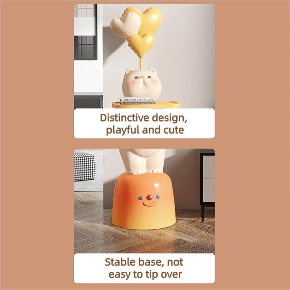 Adorable Cartoon Side Table with Tray, Creative Resin Side Table with Balloons Decor and Base for Living Room, Bedroom, Requires Assembly