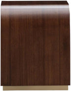 Michael Amini Houston Brown Walnut End Table Solid and Manufactured Wood Birch Wood Species Single Piece Sturdy Contemporary Accent Furniture for Living Room