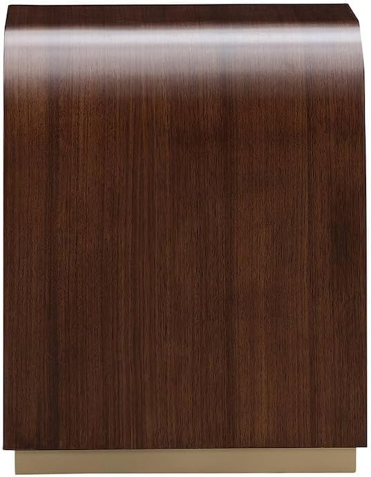 Michael Amini Houston Brown Walnut End Table Solid and Manufactured Wood Birch Wood Species Single Piece Sturdy Contemporary Accent Furniture for Living Room