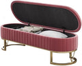 Modern Storage Bench Upholstered Bedside Stool with Metal Legs Modern for Living Room Entryway Entryway(Pink,Medium)