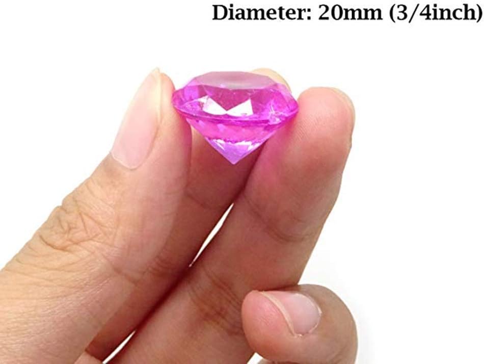 100 PCS Acrylic Crystal 20mm Round Diamond Crystals Treasure, Chest Hunt Party,Vase Fillers, Event, Wedding, Birthday Decoration Favor. (100pcs)