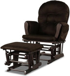 Nursery Rocking Chairs Nursery Glider Rocking Chair Wood Baby Rocker with Ottoman Cushion Upholstered Nursing Chair with Padded Arms (Brown)