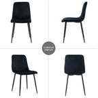 Dining Chairs Set of 4, Modern Kitchen Dining Room Chairs, Ergonomic Velvet Dining Chairs Upholstered Cushion Seat and Sturdy Metal Legs (Black)