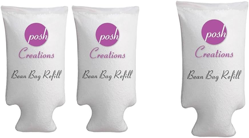 Posh Creations 2-Pack 200L EPS Bean Bag Refill and 100L EPS Bean Bag Refill with EZ-Pour Zipper Spout, White