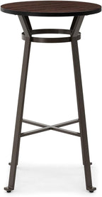 Glitzhome Round Bar Table, 41.25" H Wood Bistro Pub Table with Metal X-Leg Footrest, Rustic Kitchen Island Table for Dining Coffee Cocktail Living Room Small Space