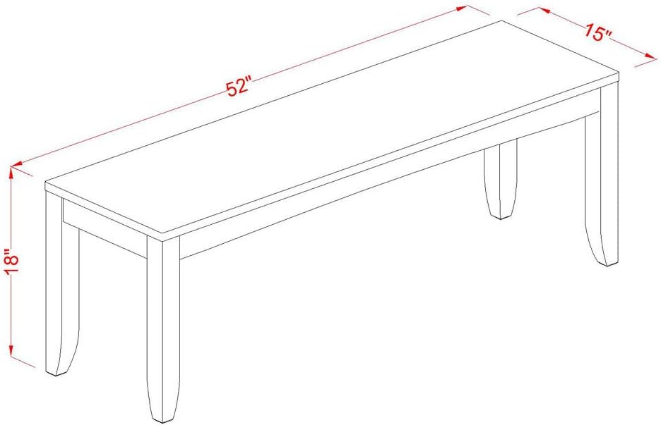 East West Furniture LYB-ESP-W Lynfield Dining Room Bench with Solid Wood Seat, 52x15x18 Inch, Espresso