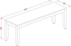 East West Furniture LYB-ESP-W Lynfield Dining Room Bench with Solid Wood Seat, 52x15x18 Inch, Espresso