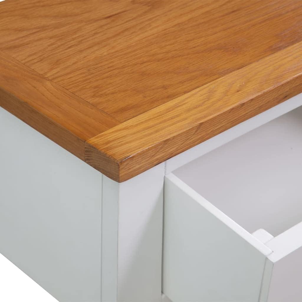 Rustic Small Console Table with Drawers 32.7x11.8x28.7 Inch Solid Oak Wood Entryway Table, Modern Country Style with Shelf and Metal Knobs for Living Room Hallway