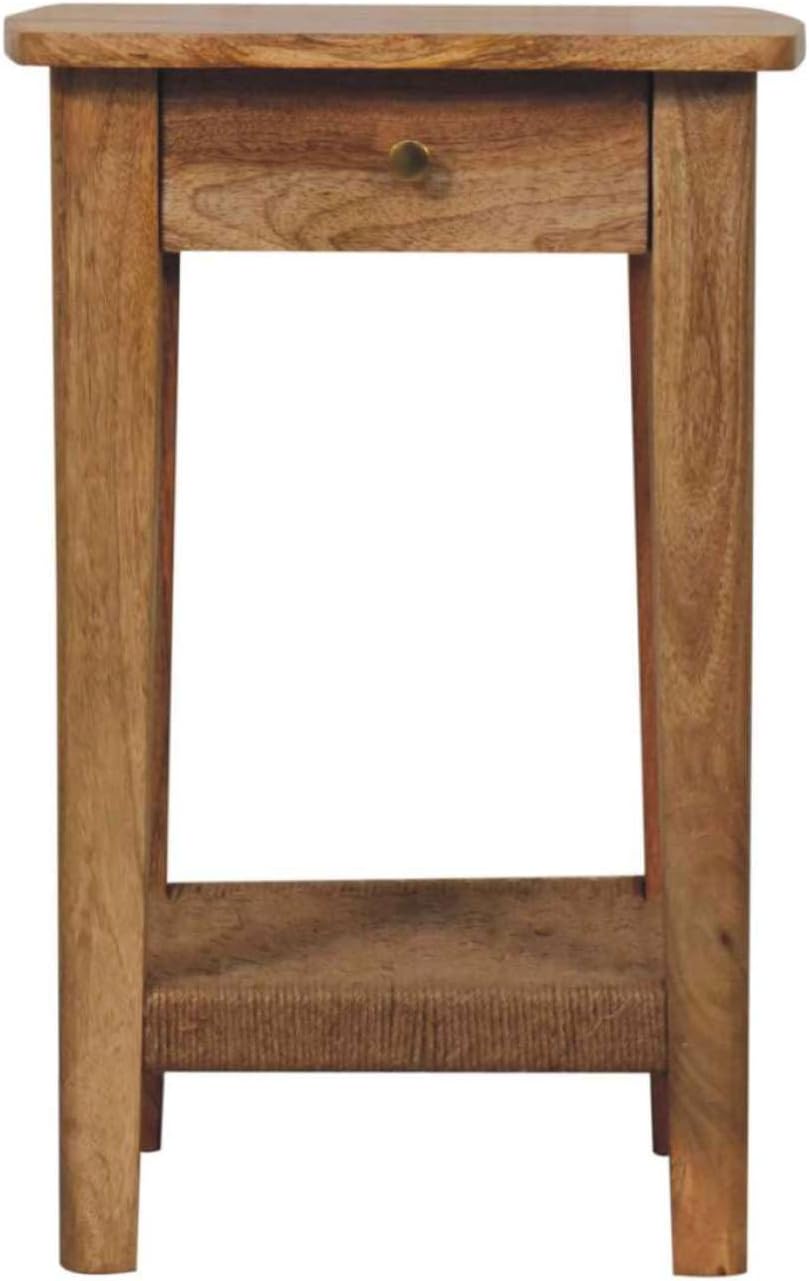 Rope End Table Solid Wood Brown Modern Storage Solution Versatile Room Use Simple and Modern
