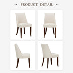 Upholstered Dining Chairs Set of 6, Mid Century Modern Kitchen Chairs with Back, Farmhouse Fabric Side Dining Room Chairs with Wood Legs for Dining Room Restaurant, Beige
