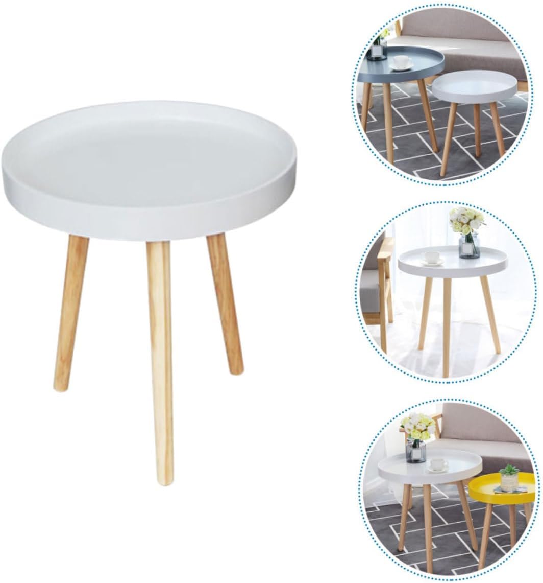 Modern Small Round Tea Table White Mini Sofa Side Table Bedside Decorative for Living Room