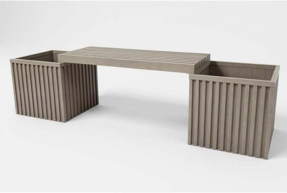 Planter Bench with Integrated Planter Box for Outdoor Patios and Balconies