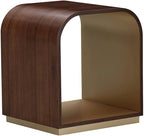 Michael Amini Houston Brown Walnut End Table Solid and Manufactured Wood Birch Wood Species Single Piece Sturdy Contemporary Accent Furniture for Living Room