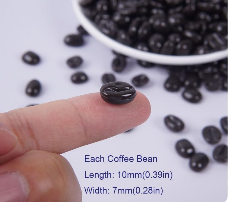 Faux Coffee Beans, 453g(1360pcs) Mini Resin Artificial Coffee Beans Artificial Plant for Home Kitchen Decor Cafe Shop Cabinet Display Photography Props (Only for Decoration)