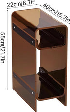 Acrylic End Table with Storage, Narrow Slim Side Table for Small Spaces Skinny nightstand Bedside Table for Bedroom, Living Room, Office (Brown)