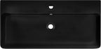 Carre 36" Ceramic Console Sink Matte Black Basin Brushed Gold Legs