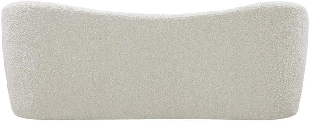Meridian Furniture 119Cream Flair Collection Modern | Contemporary Boucle Fabric Upholstered Bench with Curved Back Design, Cream, 62" W x 23" D x 24" H