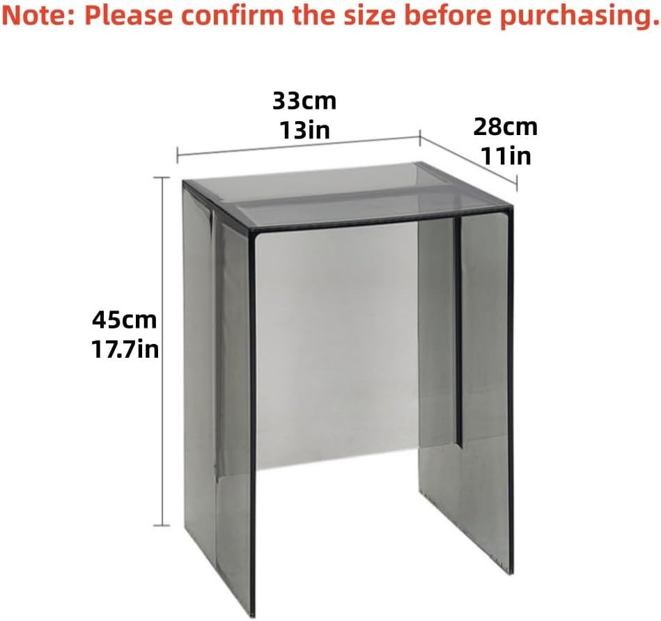 Modern Transparent ABS Side Table, Creative Night Stand for Small Spaces, Simple Plastic Stool, Multifunctional End Table for Living Room, Bedroom, Bathroom(Gray)