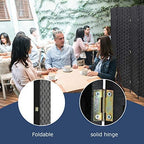 FDW Room Divider 6FT Wall Divider Wood Screen 4 Panels Wood Mesh Hand-Woven Design Room Screen Divider Indoor Folding Portable Partition Screen,Black