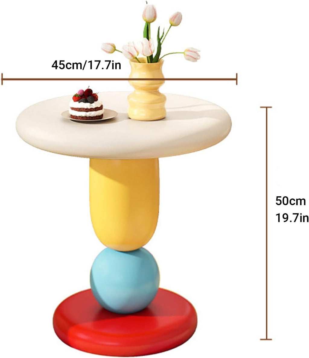 Creative Decorative Resin Side Table Stone Shape, Multifunctional Sofa End Table with Round Spacious Tabletop, Nightstand, Suitable for Living Room, Bedroom, Hotel(Multicolor)