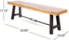 Acacia Wood Outdoor Dining Bench, Backless Patio Bench for Garden and Poolside