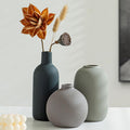 Ceramic Vase Set of 3 - Small Modern Minimalist Ceramic Bud Vases for Home Decor - Boho Aesthetic Flower Vases for Desk, Shelf & Table, Mantle, Bookshelf (Cute & Versatile) (Neutral Mix)