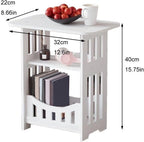 White 2-Tier Narrow End Table With Display Shelf, Compact Plastic Night Stand For Bedroom Living Room Bathroom, Easy Assembly Side Table(Double Levels)