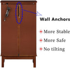 Anwick China Cabinet &Curio Cabinets with Glass Doors, Lighted Display Cabinet with Mirrored Back Panel, Tempered Glass and 3 Tiers Adjustable Shelves (Cherry)