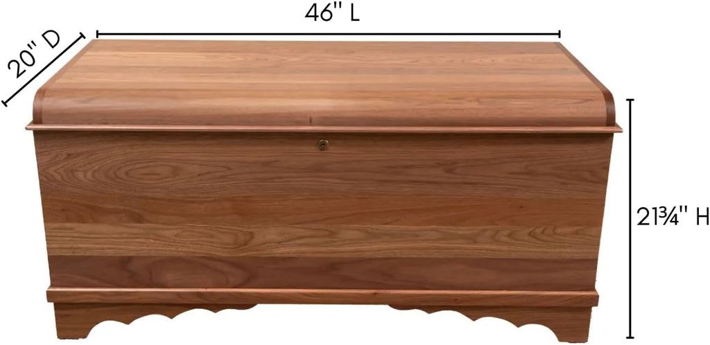 Rustic Red Door Co. Cedar Hope Chest with Waterfall Top, Amish Made Wooden Storage Trunk Box for Bedroom, Blanket, Clothes, Anti-Slam Hinges and Lock, 46", Walnut Wood, Natural Stain
