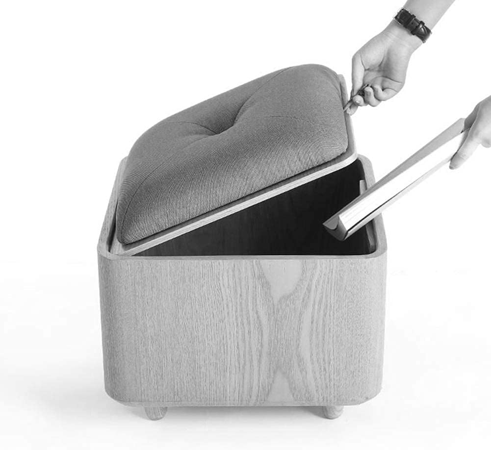 Footstool, Change Shoe Bench Pouffes and Footstools Multifunction Square Toy Storage Stool Large Capacity Strong Bearing, 4 Colors,Grey-40X40X33CM