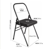 Foldable Iyengar Yoga Chair, Black, 18inch Seat Height, Adult, Indoor, Faux Leather, High Back, Armless, Rectangular, Compact, Yoga, 1 Count