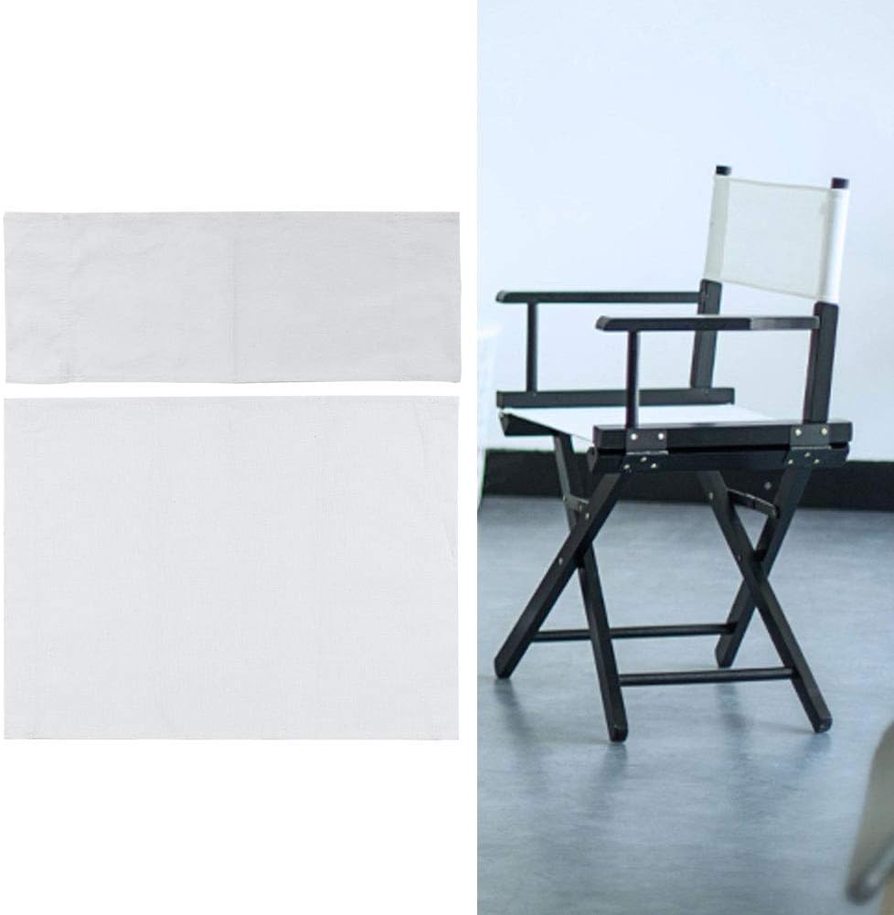01 1 Set Casual Directors Chair Cover Kit, Replacement Seat and Back Cotton Stool Protector for Home Director Chair Medium Size ( + Wooden Stick) (White)