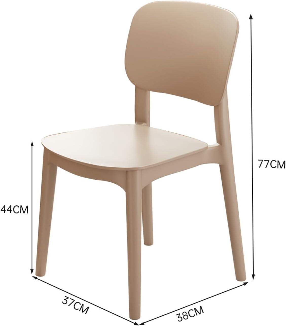 Plastic Stacking Chairs -Ergonomic Dining Stool Khaki-One-Piece Chairs,Sturdy, Seamless,Armless,high Back Support（1 Piece）(Black)