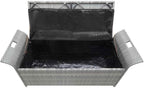 Poly Rattan Patio Storage Bench with Cushion Gray, 54.3 Inch Waterproof PE Storage Bench for Outdoor Use, Large Space with Removable Polyester Cover