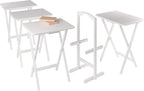 Winsome Alex Set of 4 Foldable Snack Tables with Storage Rack, Easy to Store Portable Fold Up Table Set for Kitchen, Living Room TV Dining, Crafts, Puzzles, Work from Home