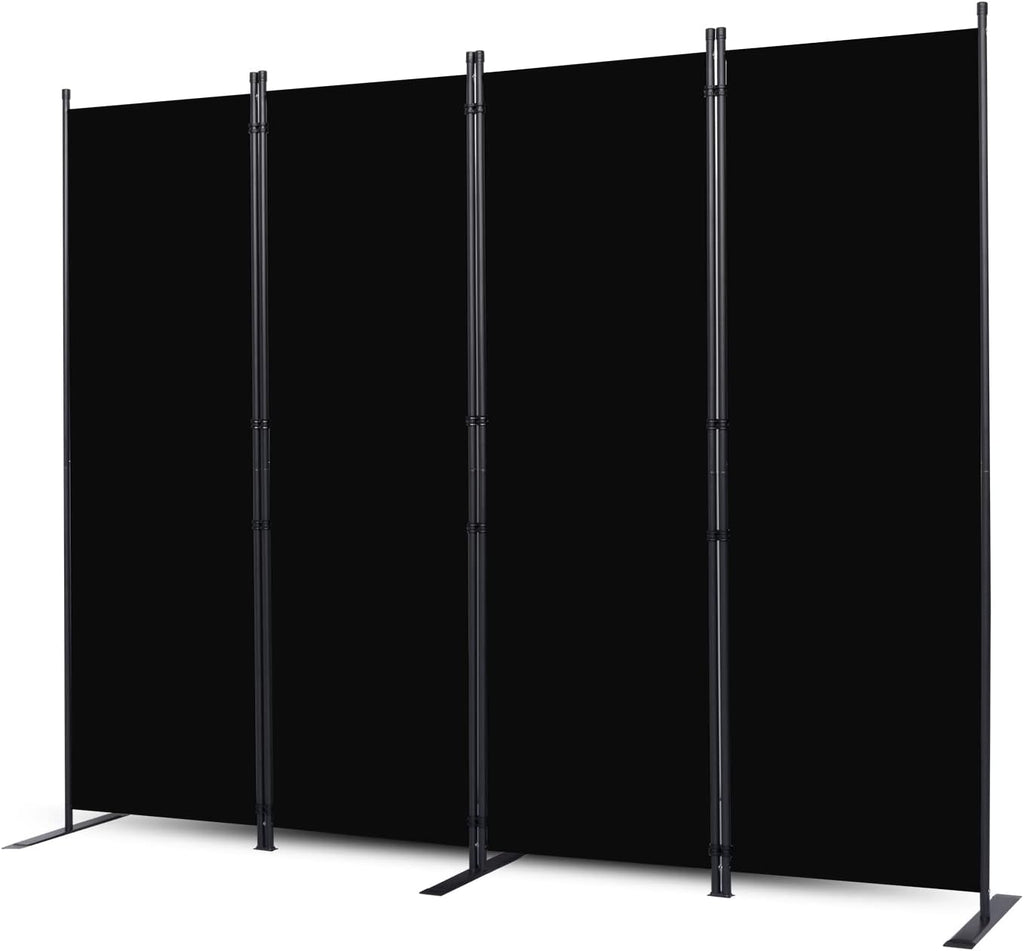 CHOSENM Room Divider, 4 Panel Folding Privacy Screens with Wider Feet, 6 Ft Portable Room Partition for Room Separator, Room Divider Panel 88" W X 71" H, Partition Room Dividers Freestanding，Black